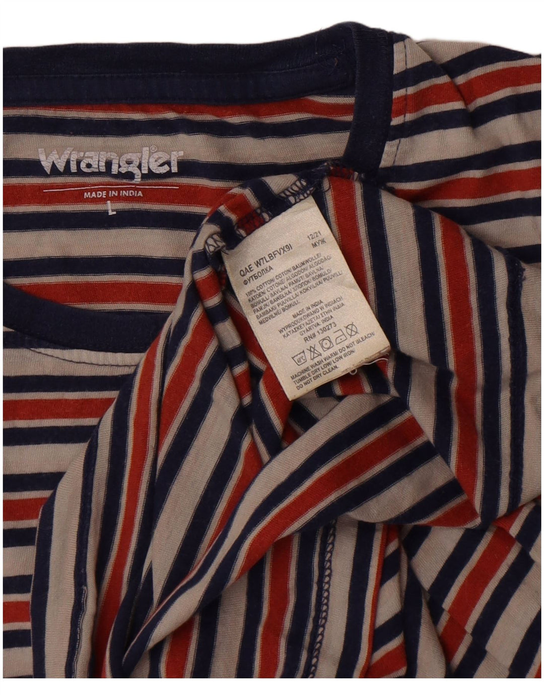 Wrangler Herren-T-Shirt-Oberteil, groß, mehrfarbig, gestreift, Baumwolle