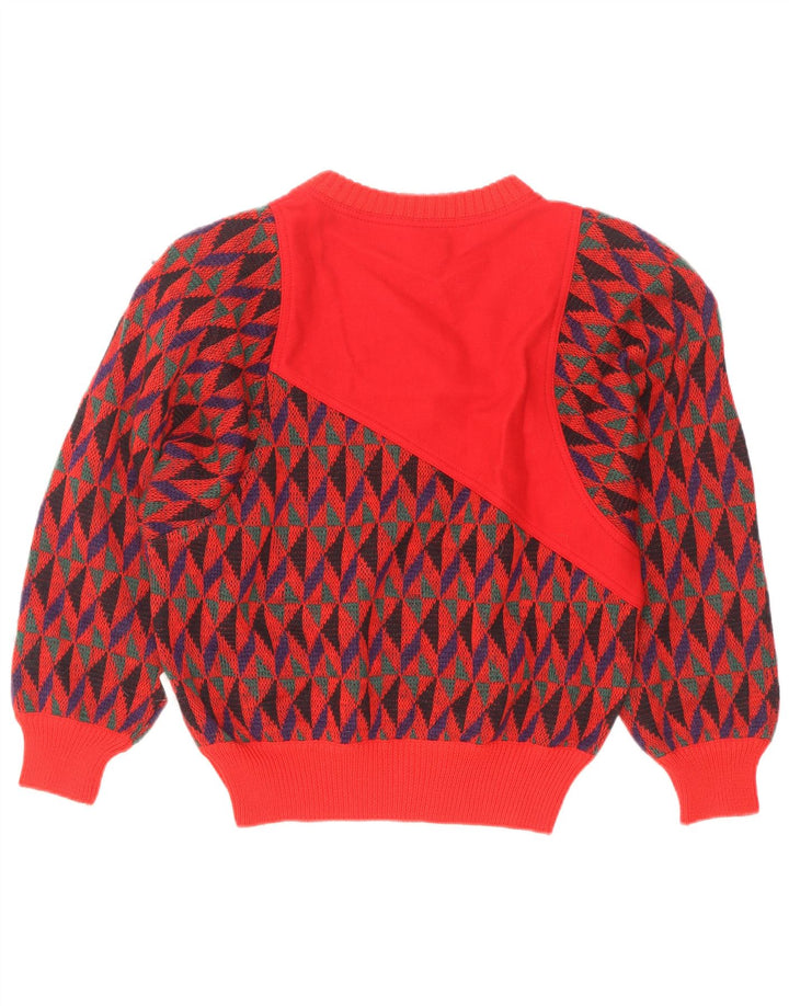 Skipper's Damen-Pullover mit U-Boot-Ausschnitt IT 42 Mittelrote geometrische Wolle