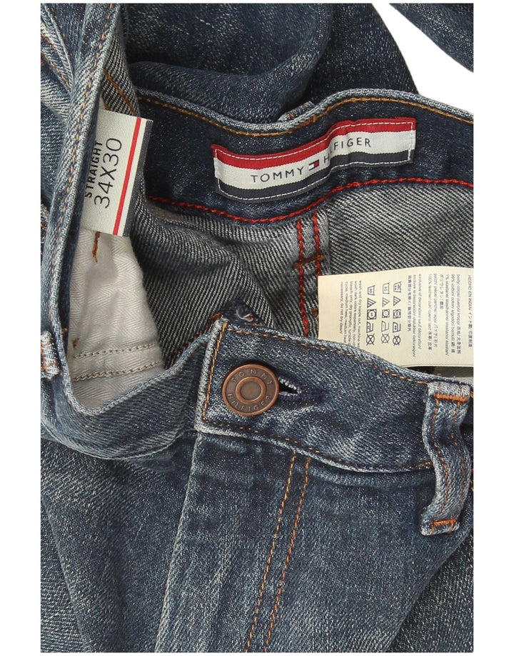 Tommy Hilfiger Herren Distressed Straight Jeans W34 L30 Blaue Baumwolle