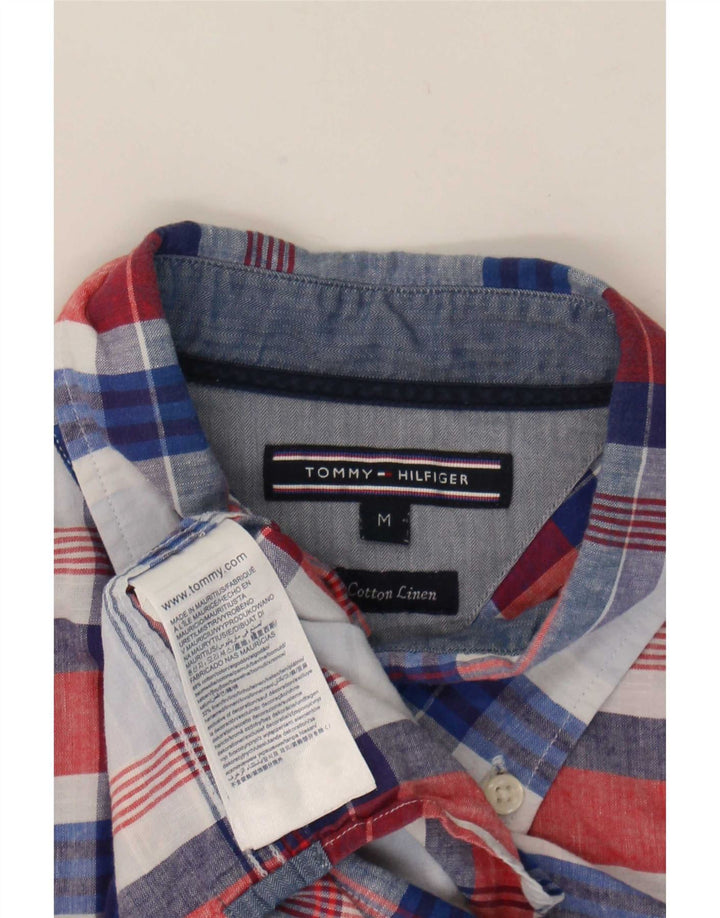 Tommy Hilfiger Herrenhemd aus mittelblau karierter Baumwolle