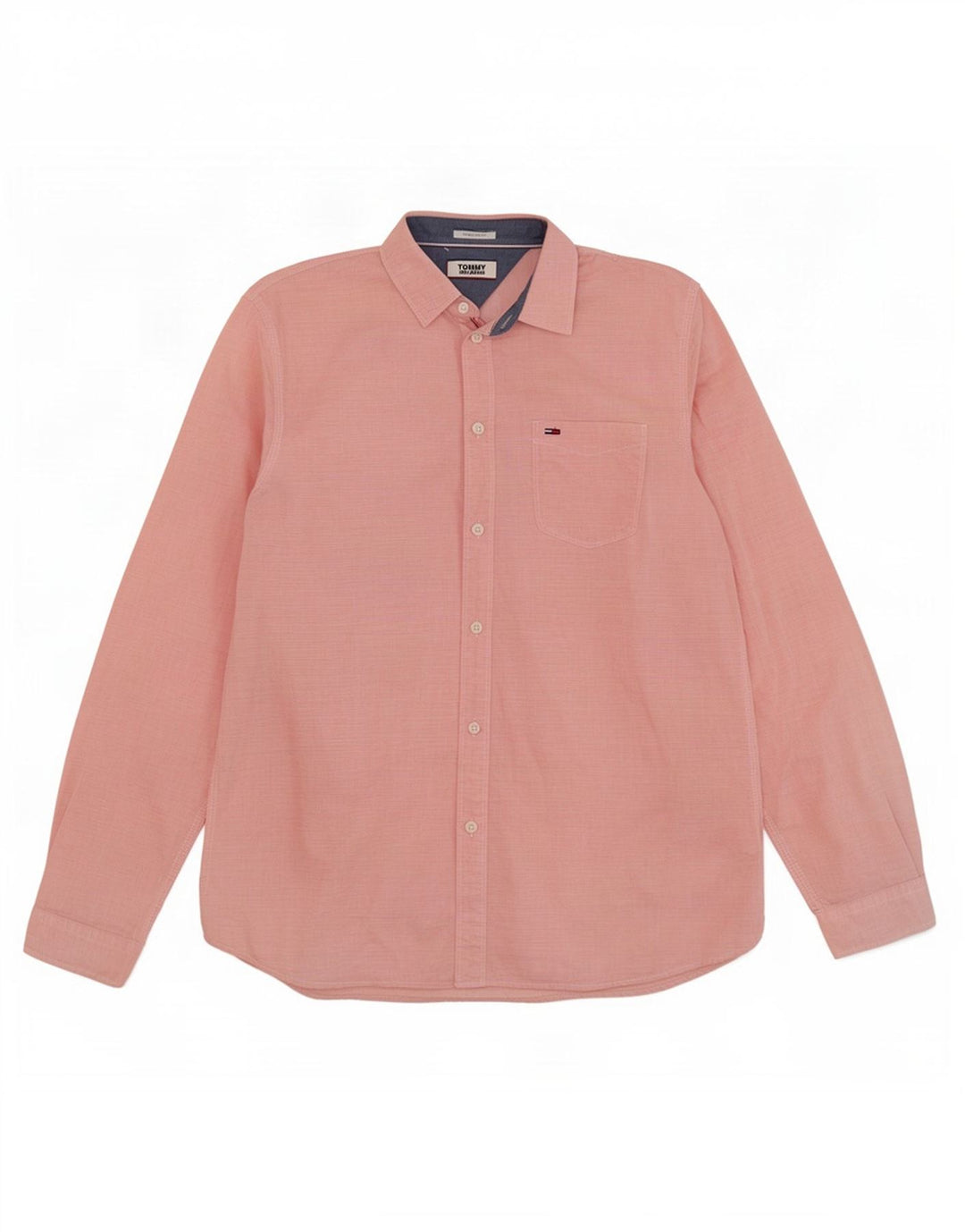 Tommy Hilfiger Herren-Hemd mit normaler Passform, mittelrote Nadelstreifen-Baumwolle