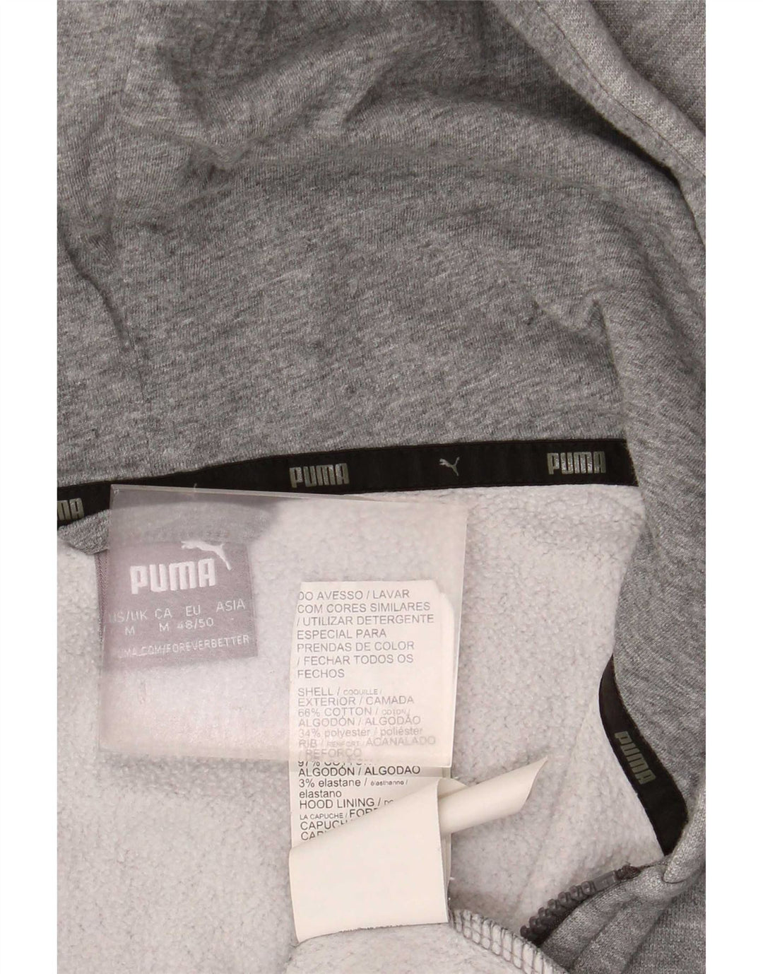Puma Herren-Kapuzenpullover mit Reißverschluss, mittelgraue Baumwolle