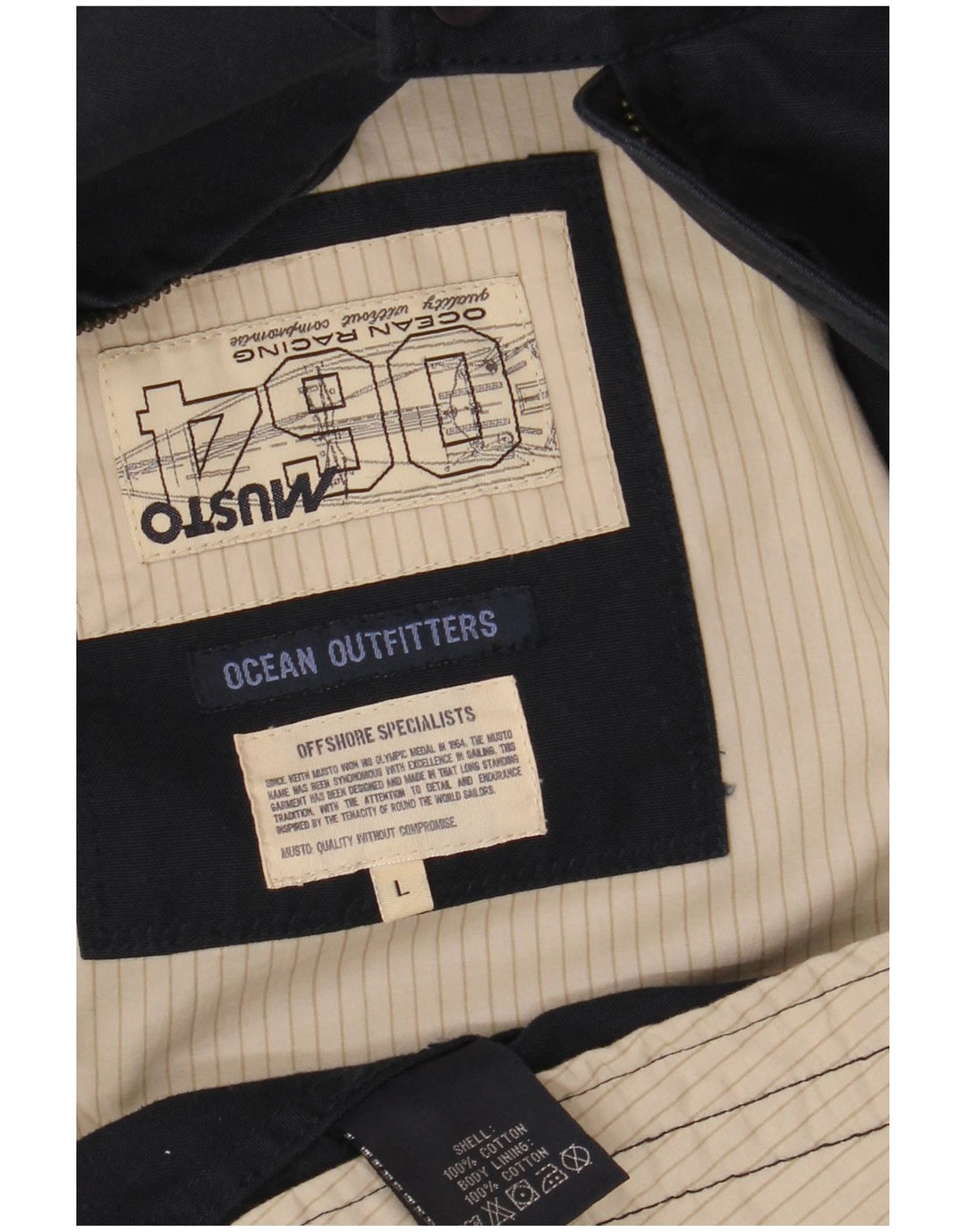 MUSTO Herren Bomberjacke UK 40 Große marineblaue Baumwolle