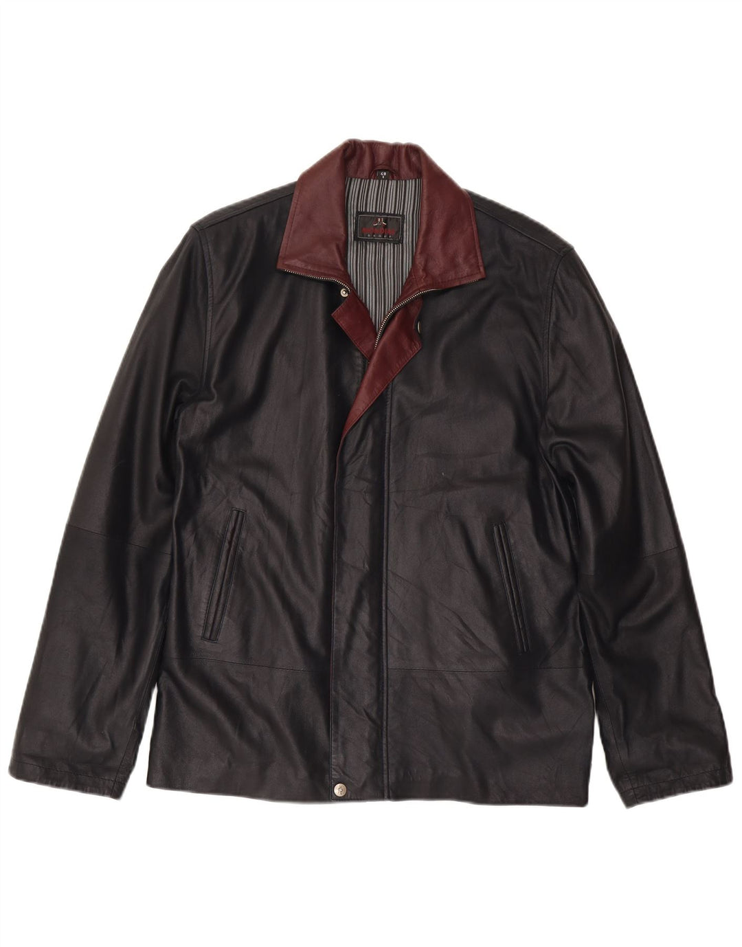 Mondial Herren-Lederjacke IT 48 Small aus schwarzem Colourblock-Leder