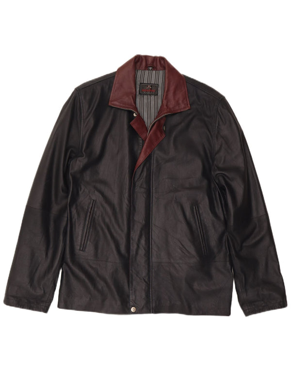 Mondial Herren-Lederjacke IT 48 Small aus schwarzem Colourblock-Leder