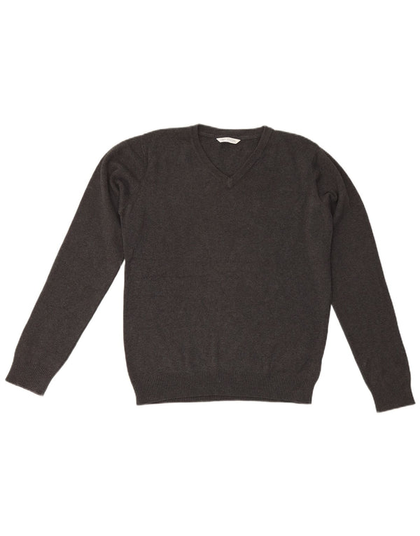 Marks & Spencer Jungen-Pullover mit V-Ausschnitt, 13–14 Jahre, graue Baumwolle