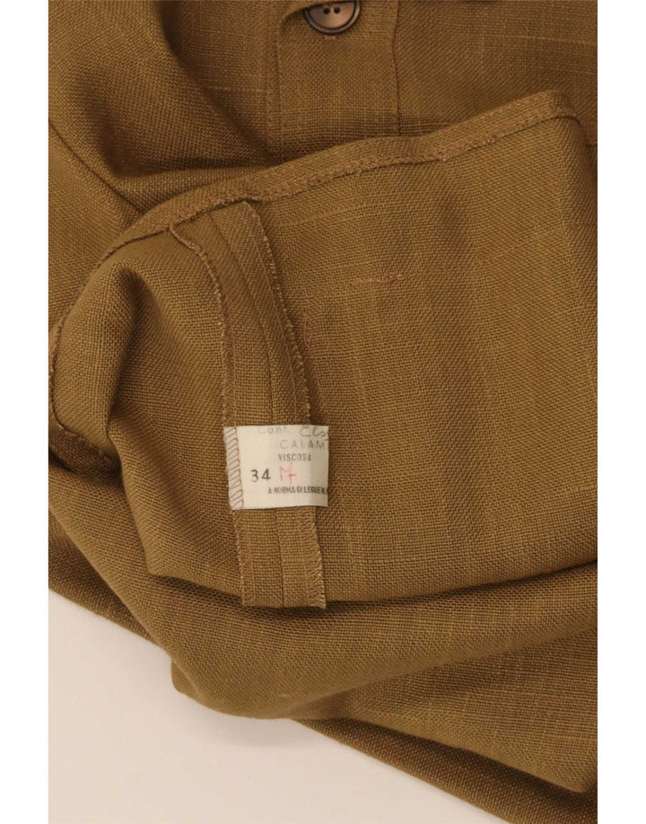 Vintage Damen Overshirt Shirt IT 34 2XS Khaki Viskose