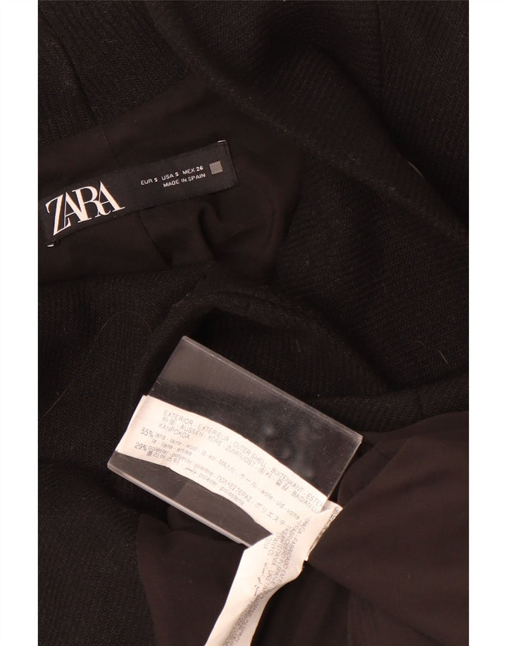 Zara Damen Übergroßer Mantel UK 10 Small Schwarze Wolle