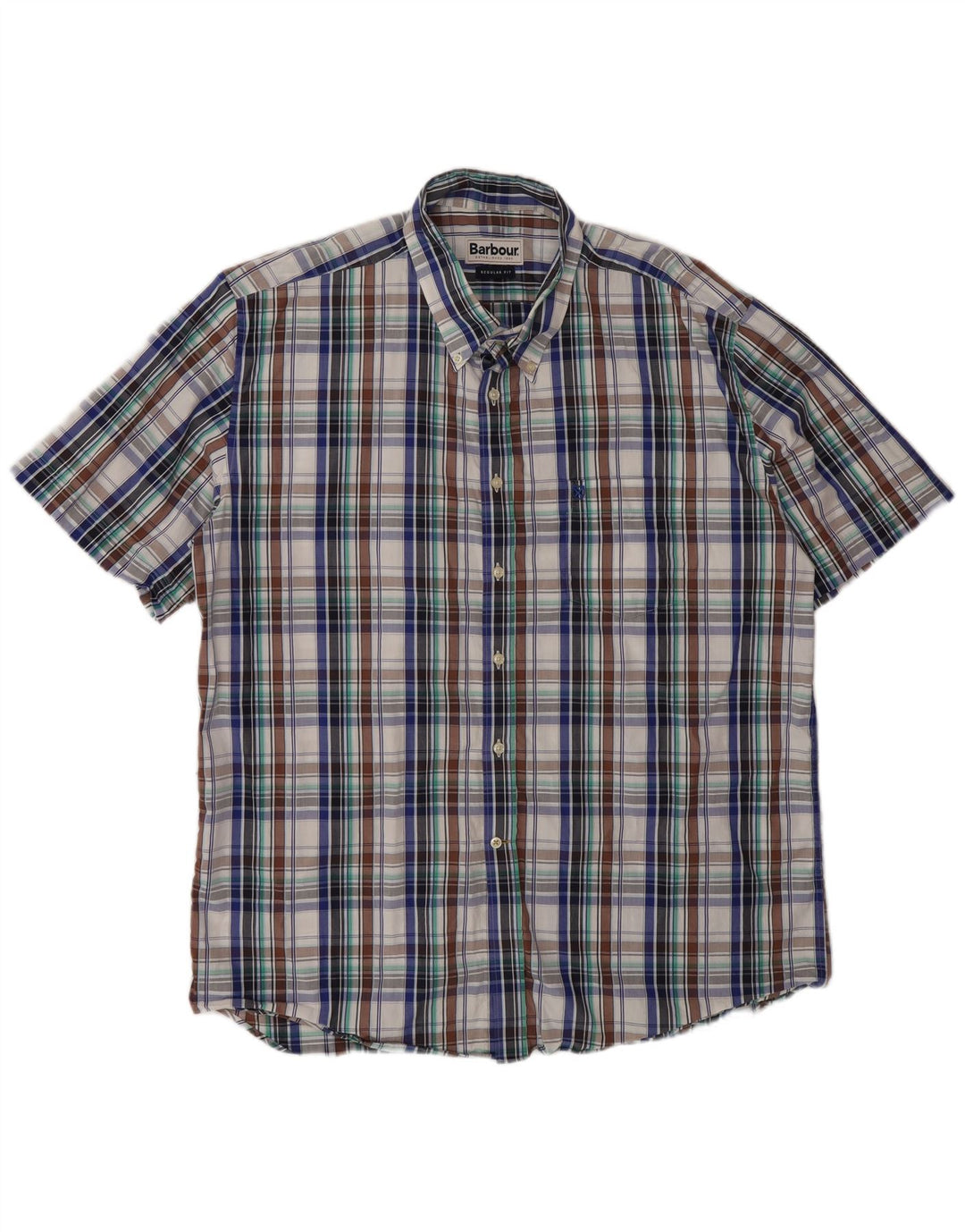 Barbour Herren Kurzarm-Hemd mit normaler Passform XL, mehrfarbig kariert