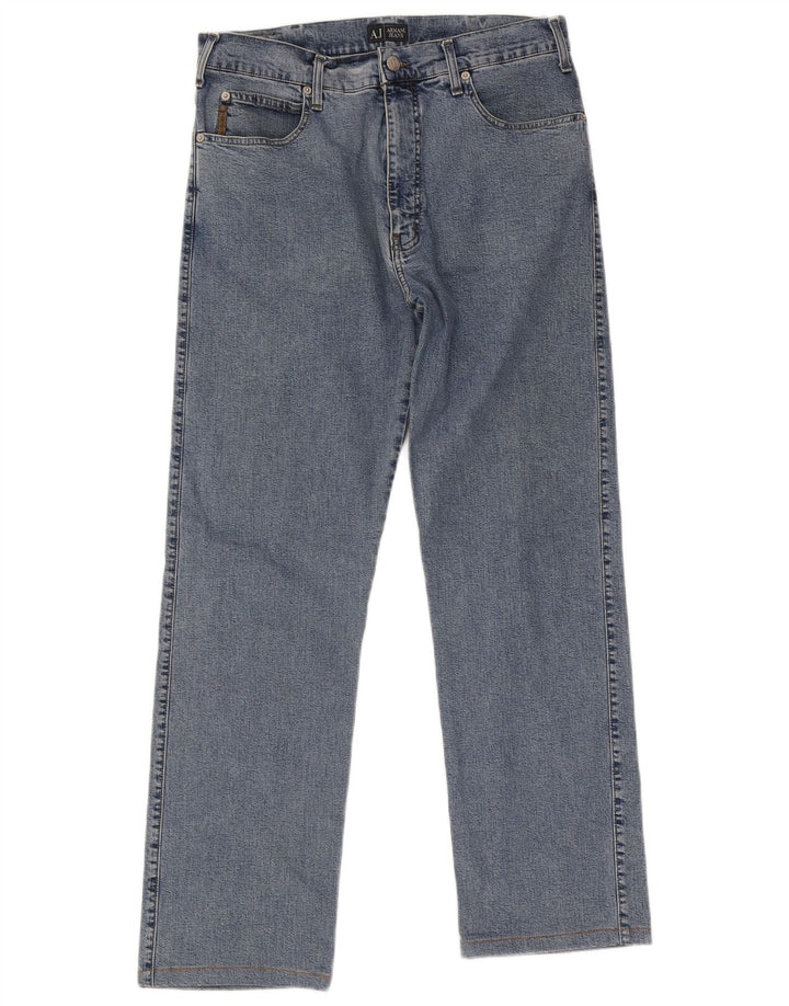 Armani Herren Straight Jeans W34 L29 Blaue Baumwolle