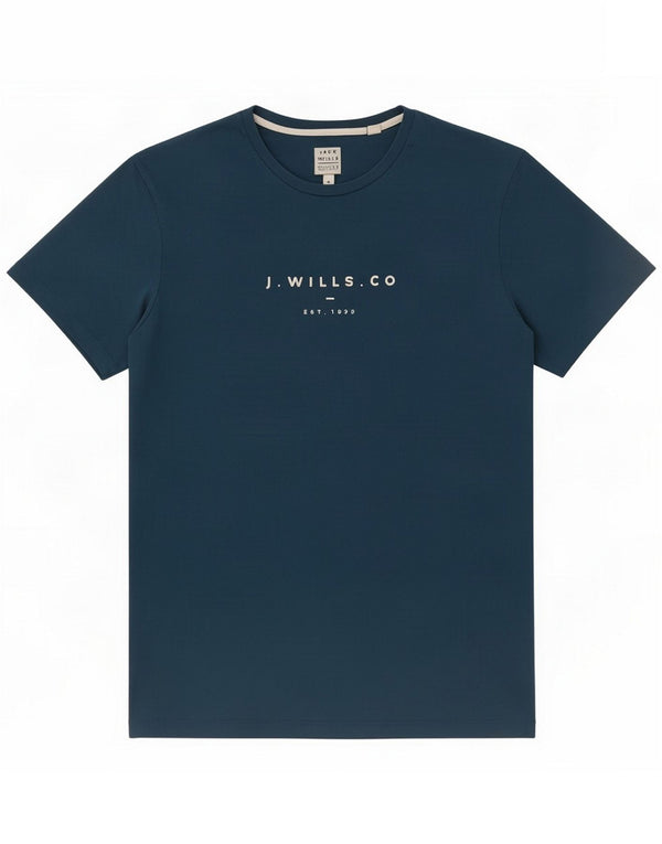 Jack Wills Herren-T-Shirt mit Grafik, klein, blaue Baumwolle