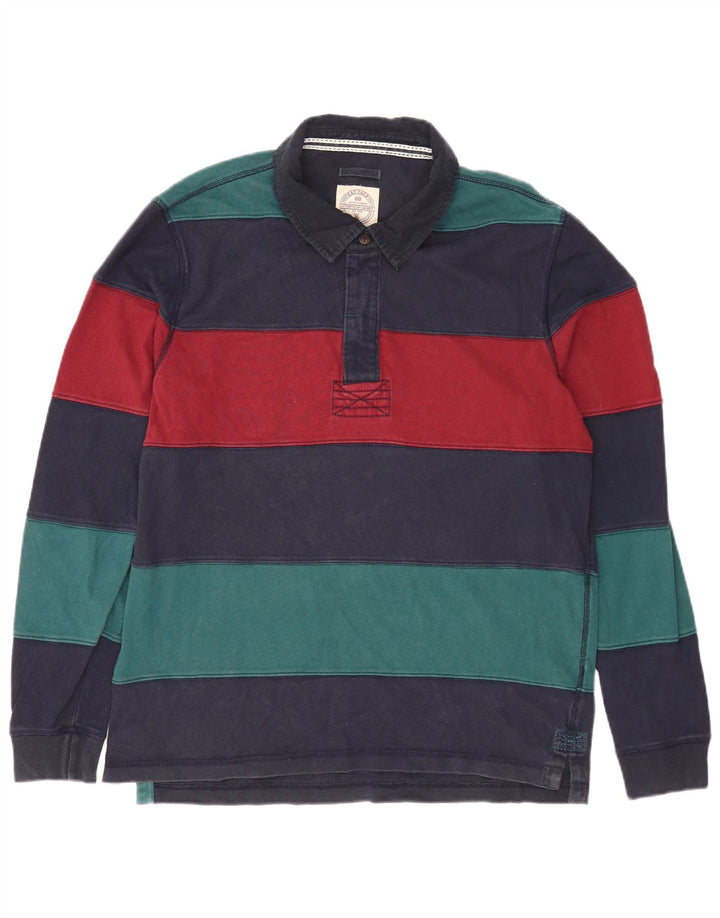 Fat Face Rugby-Poloshirt für Herren, langärmelig, groß, mehrfarbig, gestreift