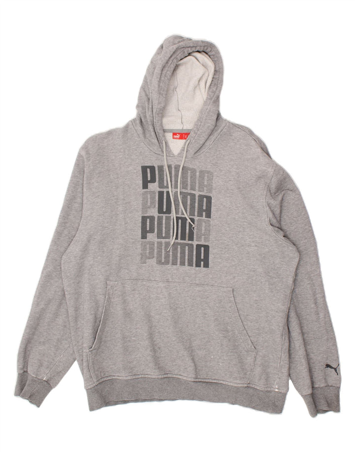 PUMA Mens Graphic Hoodie Jumper Large Grey Cotton Vintage Puma and Second-Hand Puma from Messina Hembry 