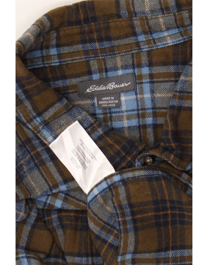 EDDIE BAUER Herren Flanellhemd 2XL Khaki Plaid Baumwolle