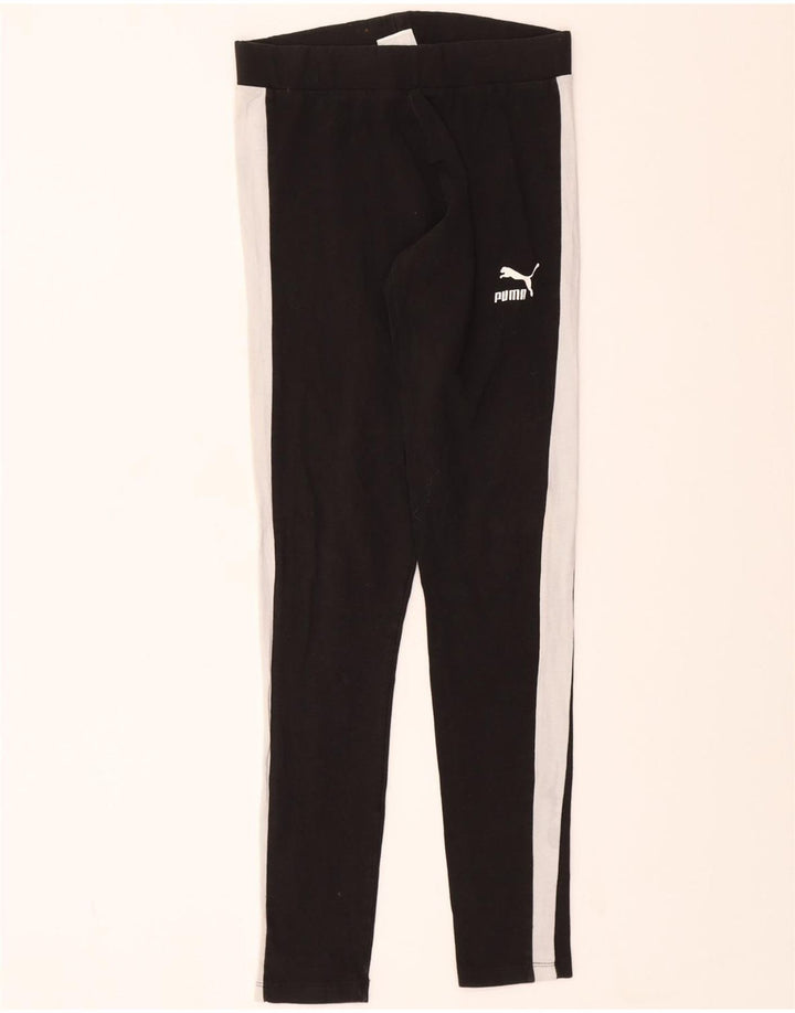 PUMA Womens Leggings UK 12 Medium Black Colourblock Vintage Puma and Second-Hand Puma from Messina Hembry 