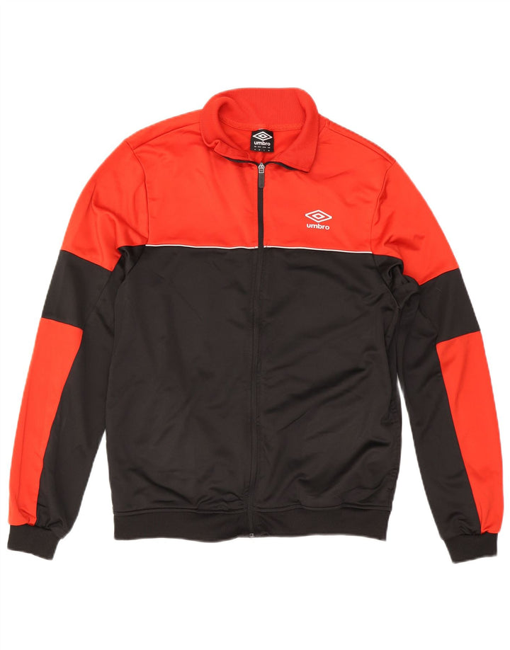 Umbro Herren-Trainingsanzug-Top-Jacke aus mittelrotem Colourblock-Polyester