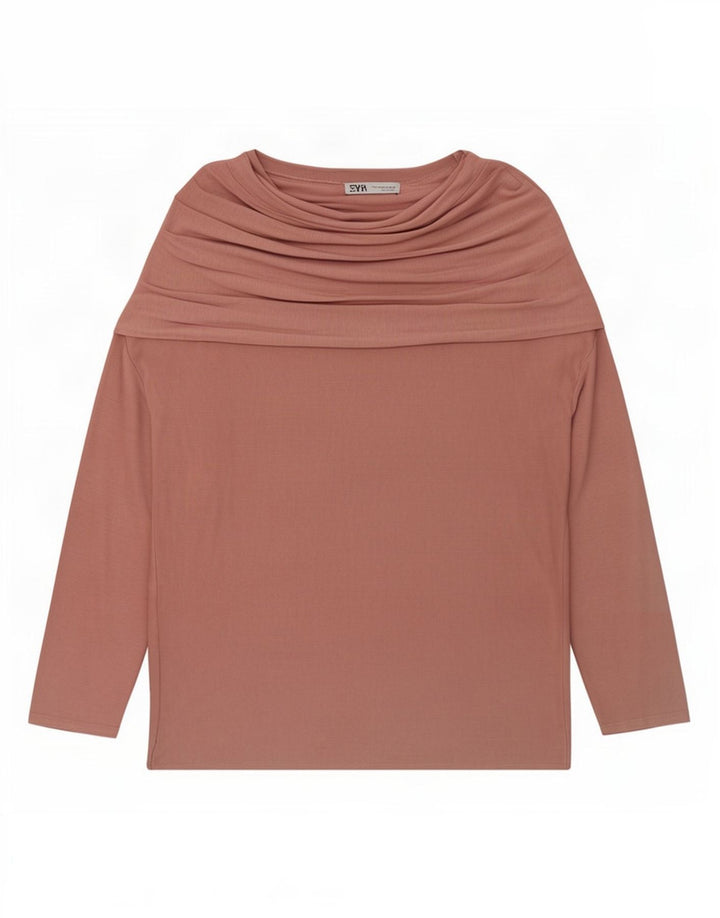 Zara Damen Übergroßes Top Langarm UK 10 Small Pink Lyocell