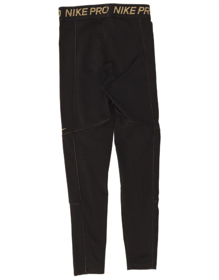Nike Damen Dri Fit Graphic Leggings UK 12 Medium Schwarz