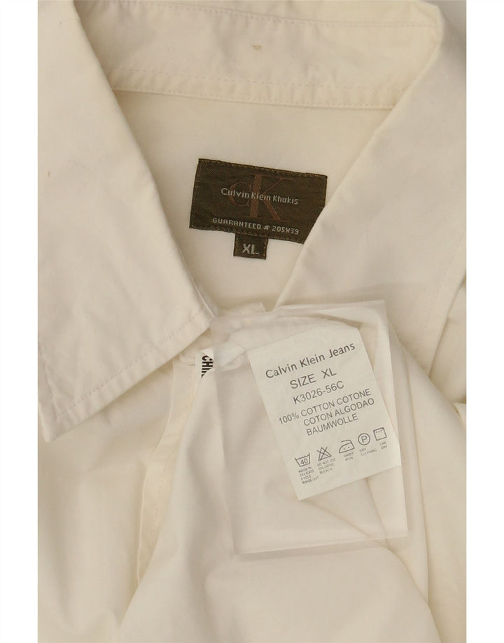 Calvin Klein Herrenhemd XL aus weißer Baumwolle