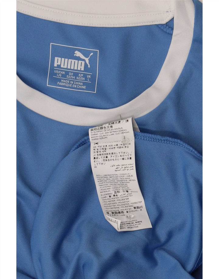 Puma Herren T-Shirt Top Large Blau Colourblock Polyester
