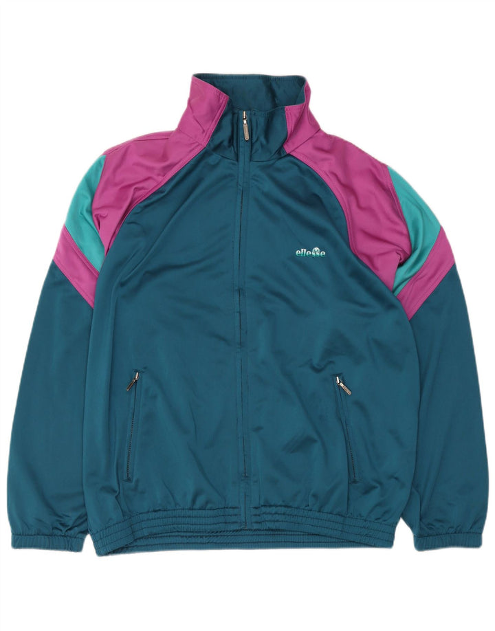 Ellesse Herren-Trainingsanzug-Top-Jacke, großes blaues Farbblock-Polyester
