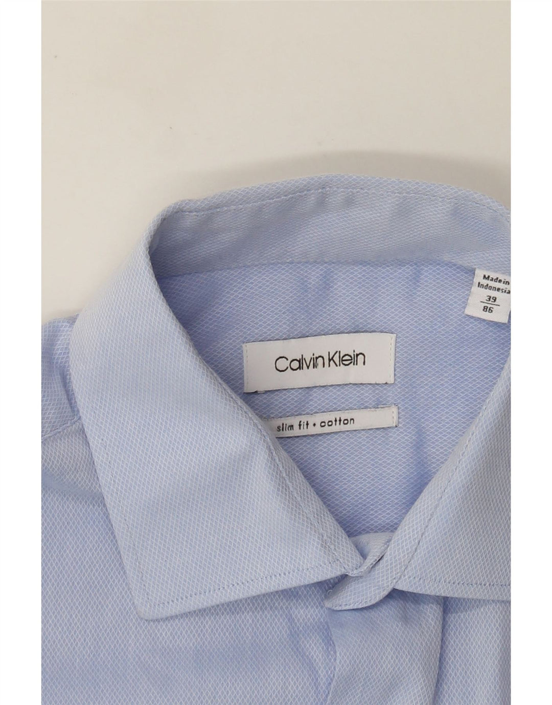 Calvin Klein Herren Slim Fit Hemd Größe 39 Mittelblaue Baumwolle
