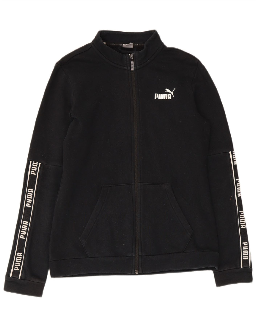 PUMA Boys Graphic Tracksuit Top Jacket 15-16 Years Black Cotton