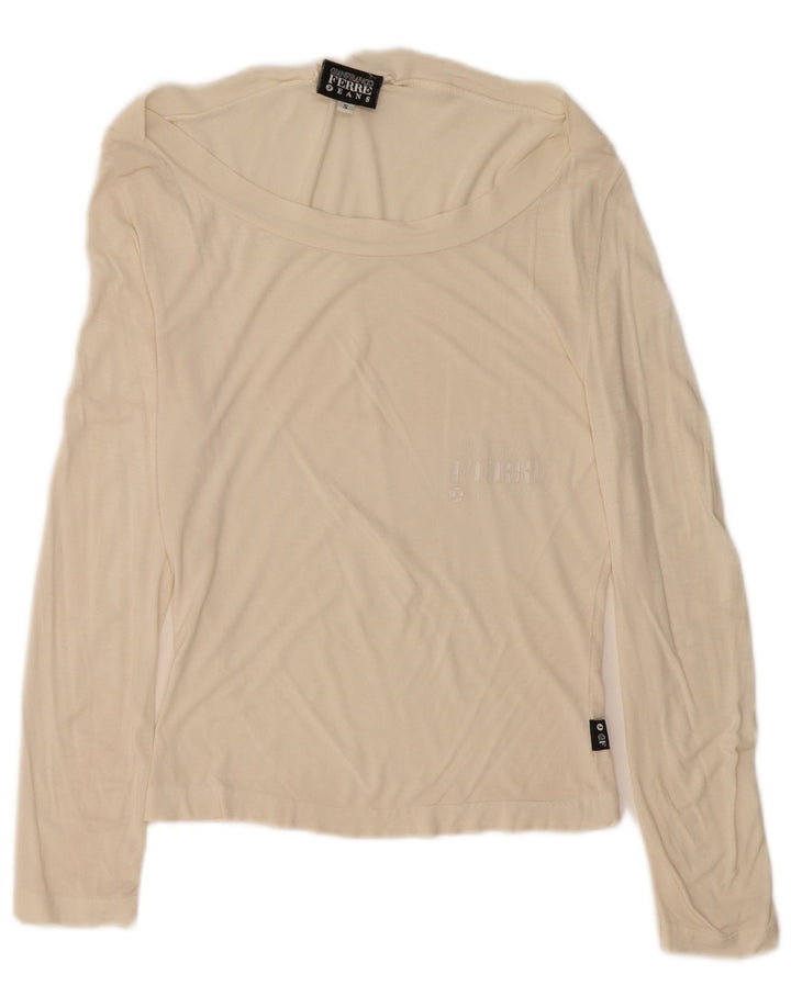 Gianfranco Ferre Damen Graphic Top Langarm UK 10 Small Off White