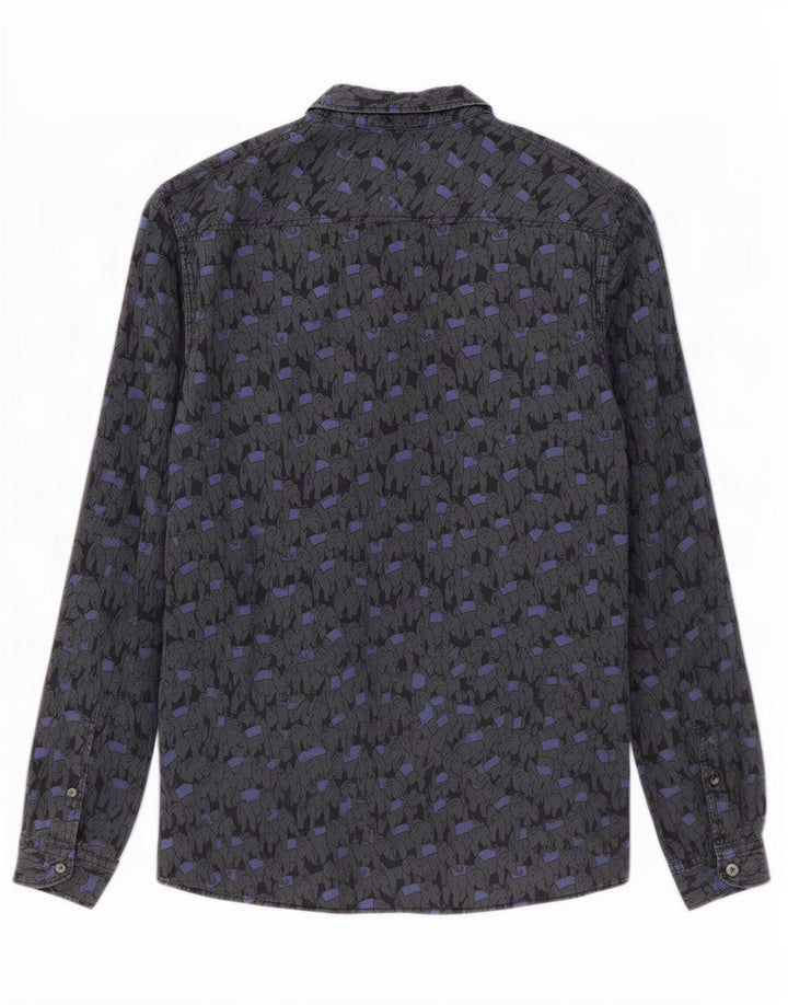 Paul Smith Herren-Hemd, groß, aus grauer Baumwolle mit Animal-Print
