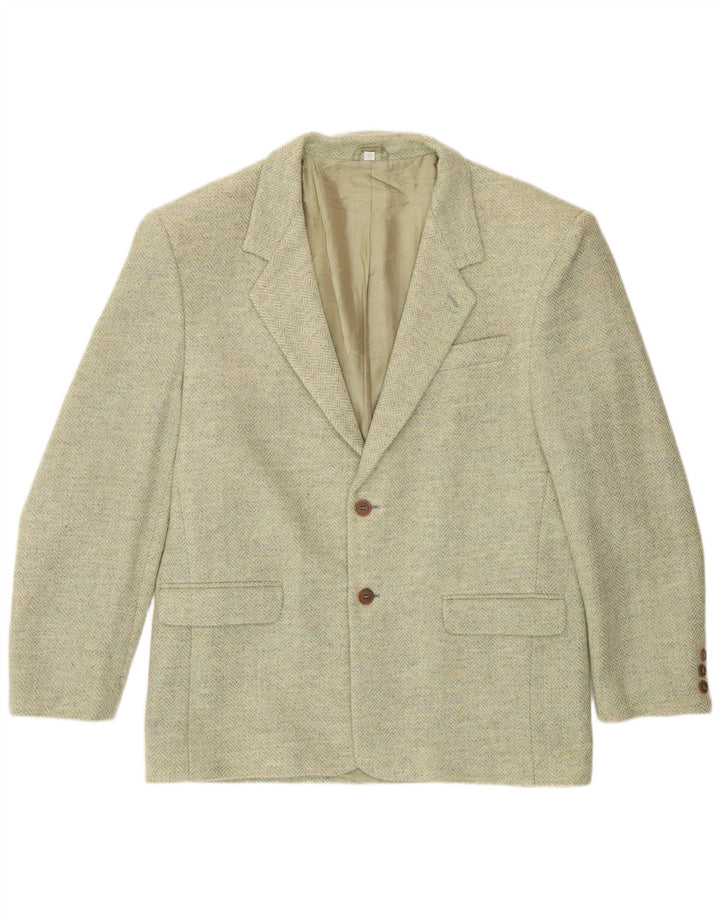 Enrico Finzi Herren-Blazer mit 2 Knöpfen, IT 50, großes grünes Fischgrätenmuster