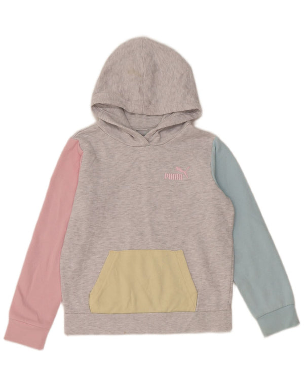 Puma Mädchen Kapuzenpullover, 10–11 Jahre, Mittelgrau, Farbblock