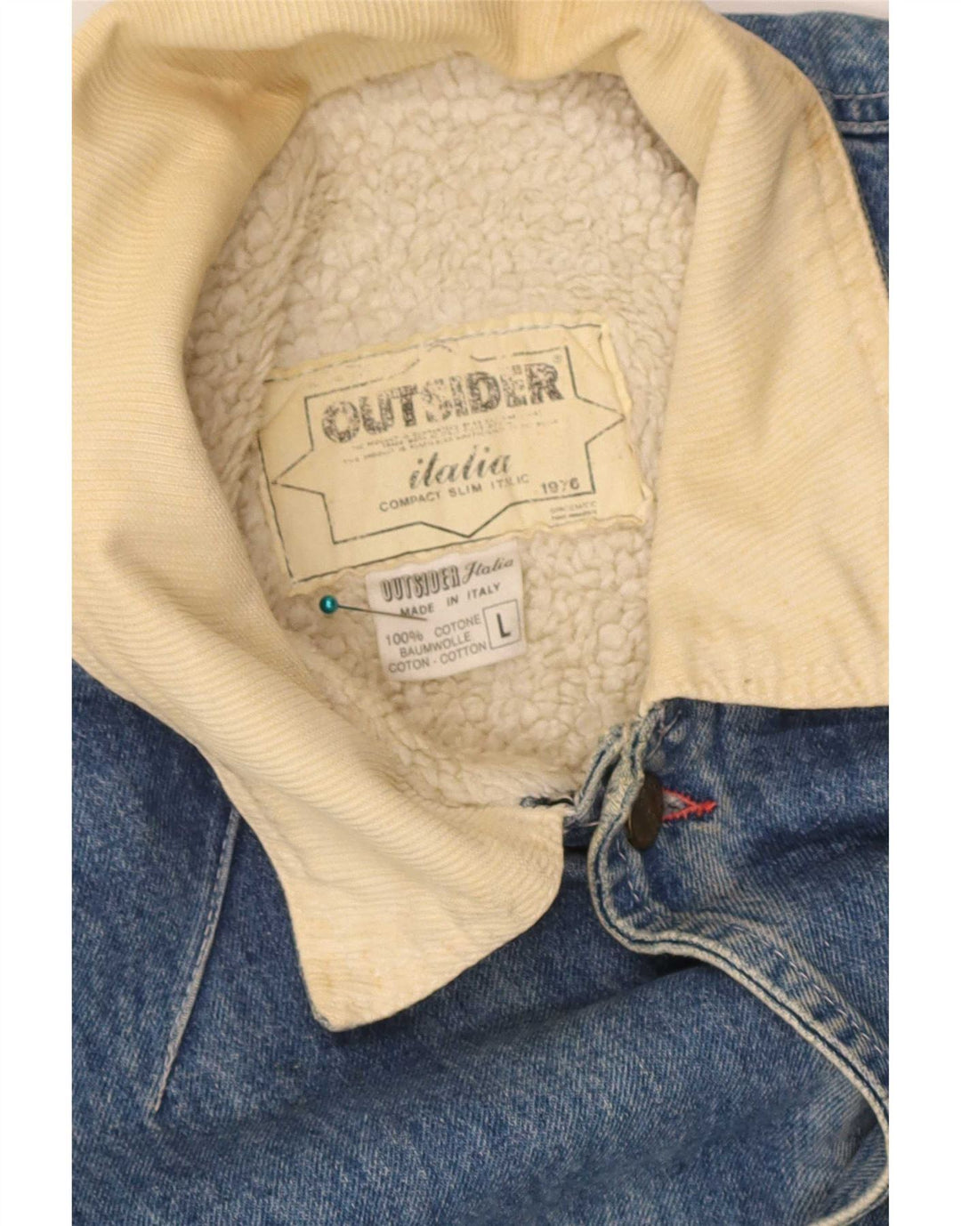 Outsider Herren-Sherpa-Jeansjacke, UK 40, große blaue Baumwolle