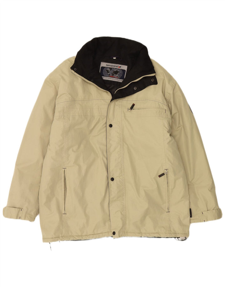 VINTAGE Herren Kapuzen-Windbreakerjacke UK 42 XL Beige Polyester