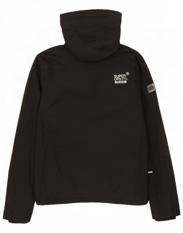 Superdry Herren Windcheater Kapuzen-Windbreakerjacke UK 40 Large Schwarz Nylon