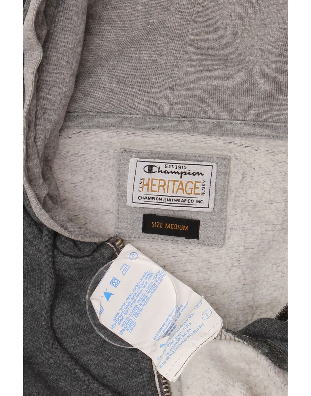 CHAMPION Herren Heritage Zip Hoodie Pullover mittelgraue Baumwolle