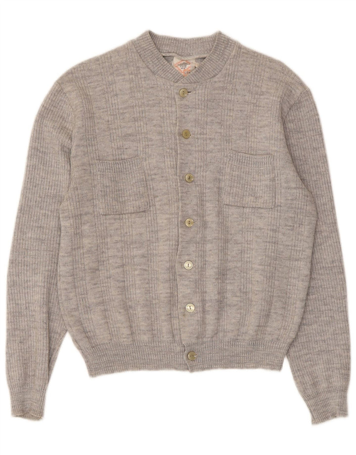Vintage Damen Cardigan Pullover UK 14 Mittelgrau