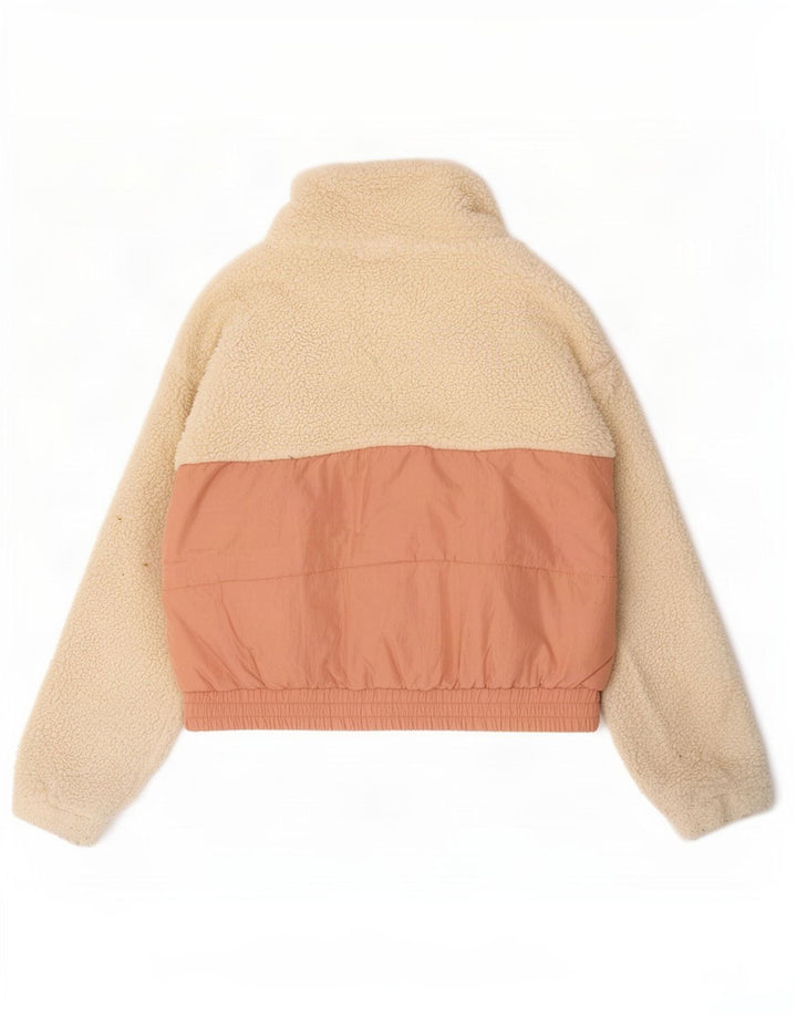 Fila Damen Übergroße Fleecejacke UK 10 Small Off White Colourblock