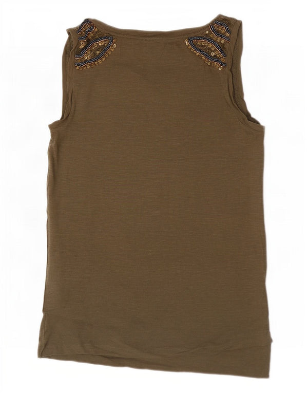 Massimo Dutti Damen Weste Top UK 6 XS Braune Baumwolle