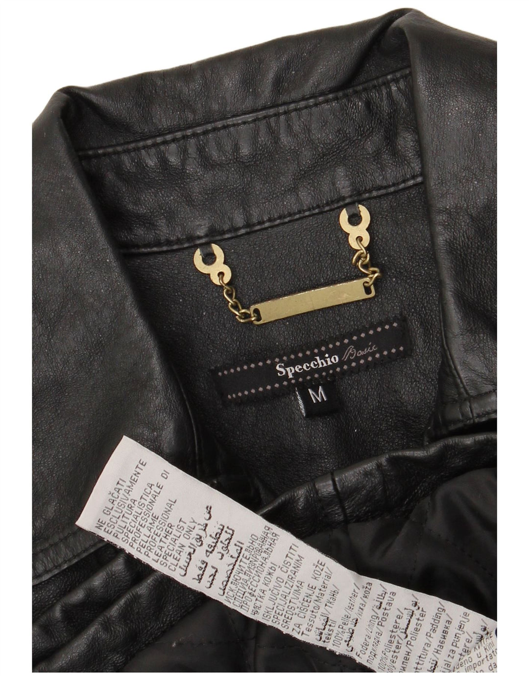 SPECCHIO Womens Crop Military Lederjacke UK 12 Mittelschwarzes Leder