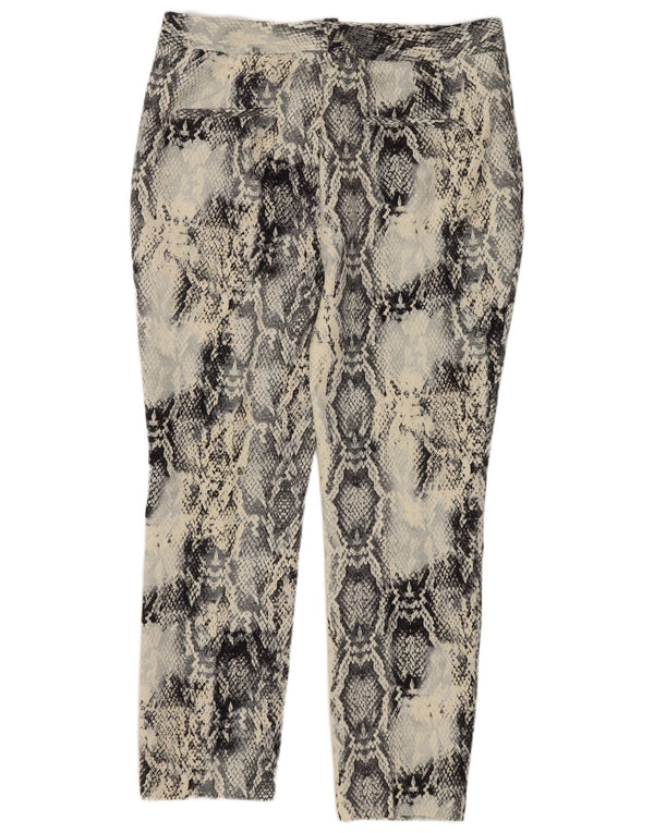 Schmale, verkürzte Damenhose von Zara, mittelgroß, W28, L26, blauer Tierdruck