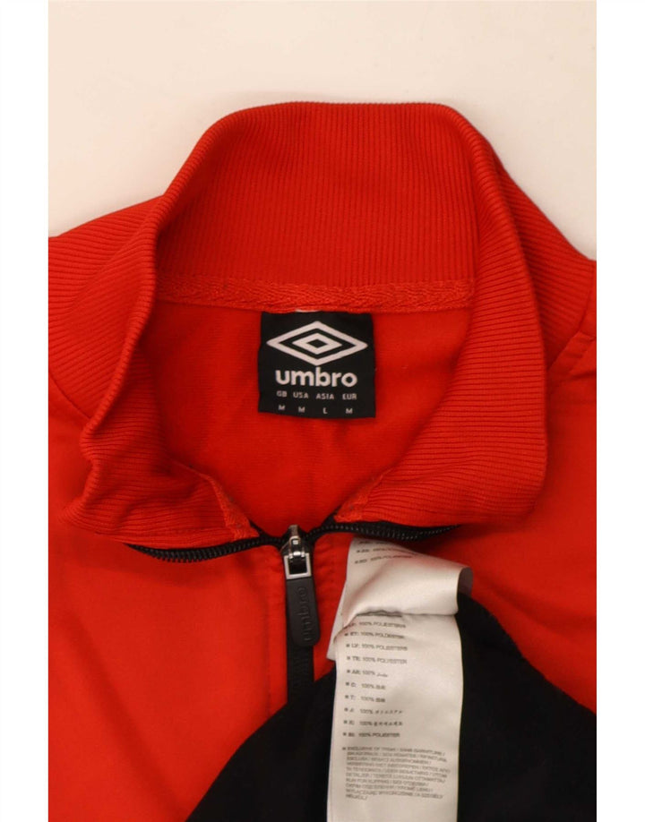 Umbro Herren-Trainingsanzug-Top-Jacke aus mittelrotem Colourblock-Polyester