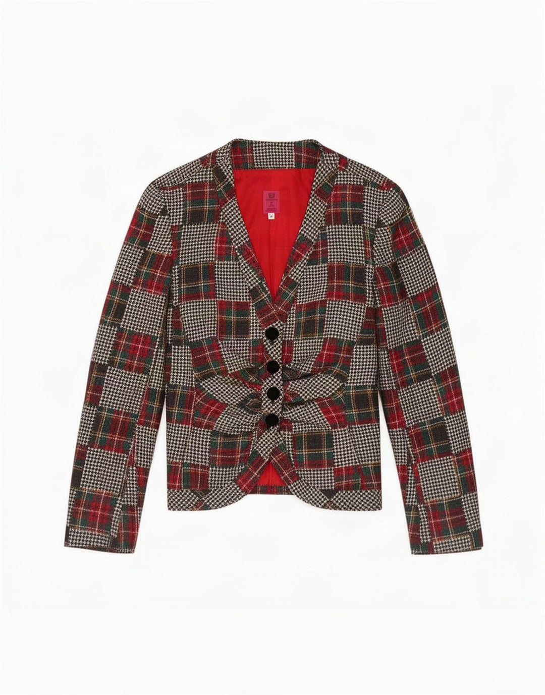 Ungaro Damen-Blazer mit 4 Knöpfen, Größe IT 42, mittelgroß, mehrfarbig, Patchwork