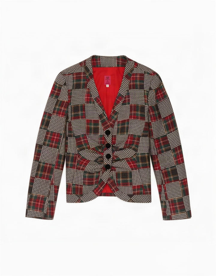 Ungaro Damen-Blazer mit 4 Knöpfen, Größe IT 42, mittelgroß, mehrfarbig, Patchwork