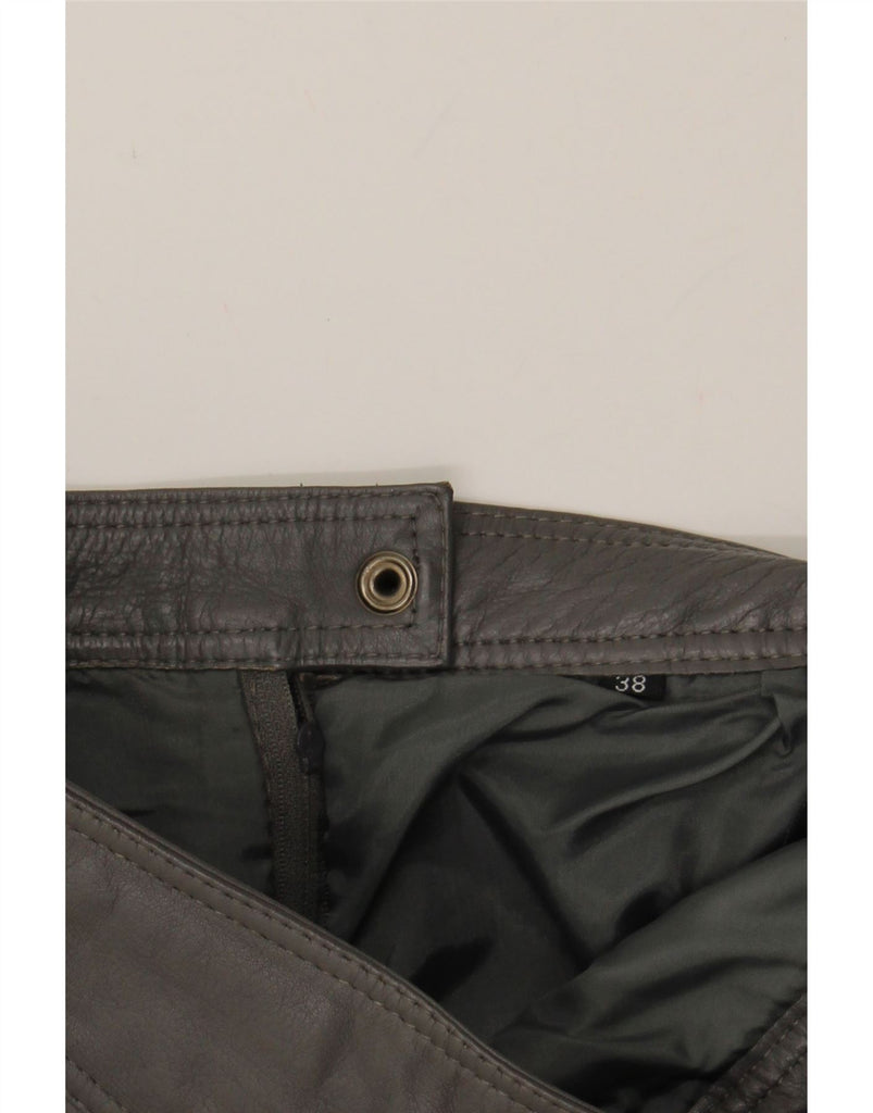 VINTAGE Womens Leather Skirt EU 38 Medium W28 Grey Leather Vintage Vintage and Second-Hand Vintage from Messina Hembry 