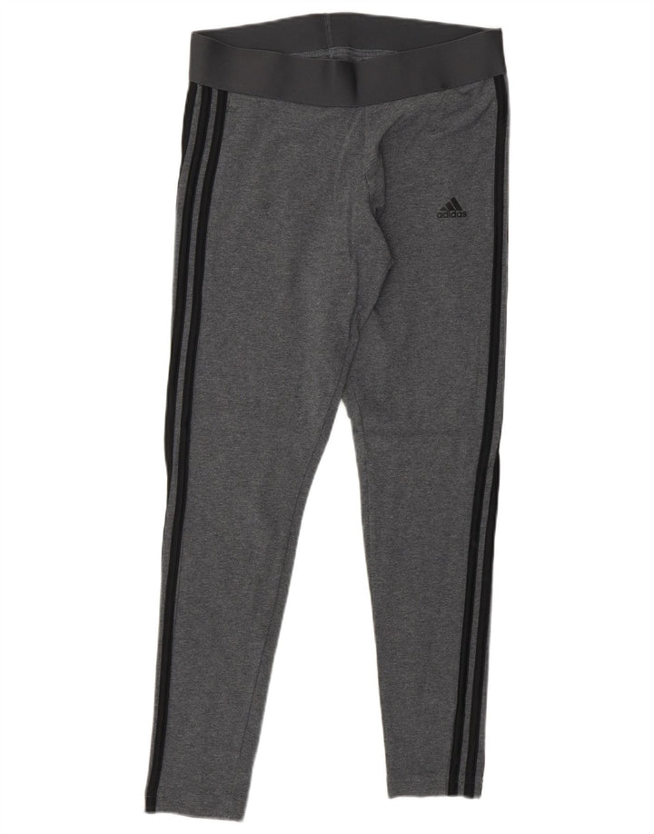 ADIDAS Damen Leggings UK 12/14 Mittelgraue Baumwolle