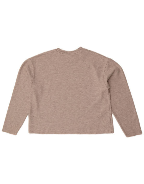 Zara Damen Crop Bluse Top UK 14 Medium Beige