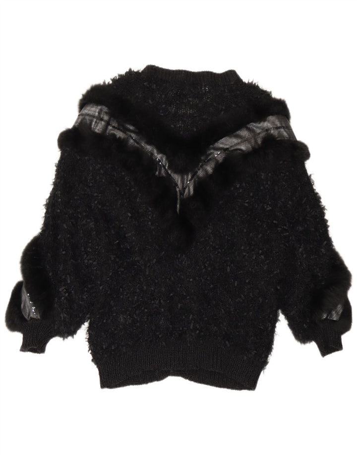Vintage Damen Cardigan Pullover UK 16 Groß Schwarz