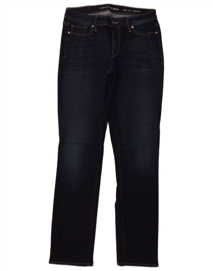 Calvin Klein Damen Straight Jeans W29 L32 Marineblau Baumwolle