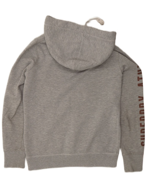 Superdry Damen-Kapuzenpullover mit Grafik, UK 10, Größe S, Grau, Baumwolle