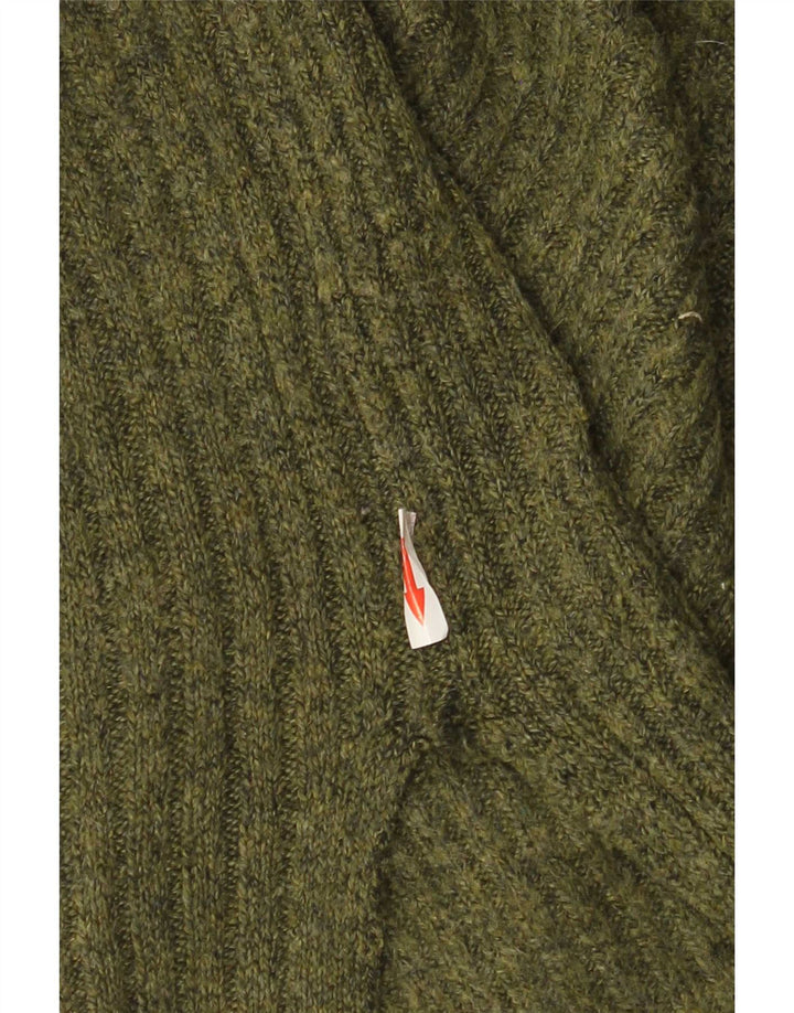 Marks & Spencer Herren-Pullover mit Reißverschluss am Hals, groß, grünes Acryl
